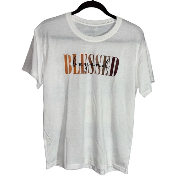 Tops - White Graphic Tee Beyond Blessed Print Women's Size Large